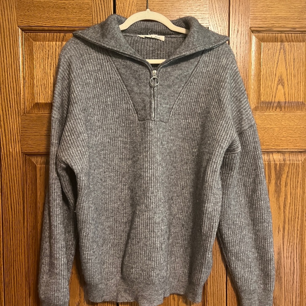 Vine & Love Gray Zip Up Sweater